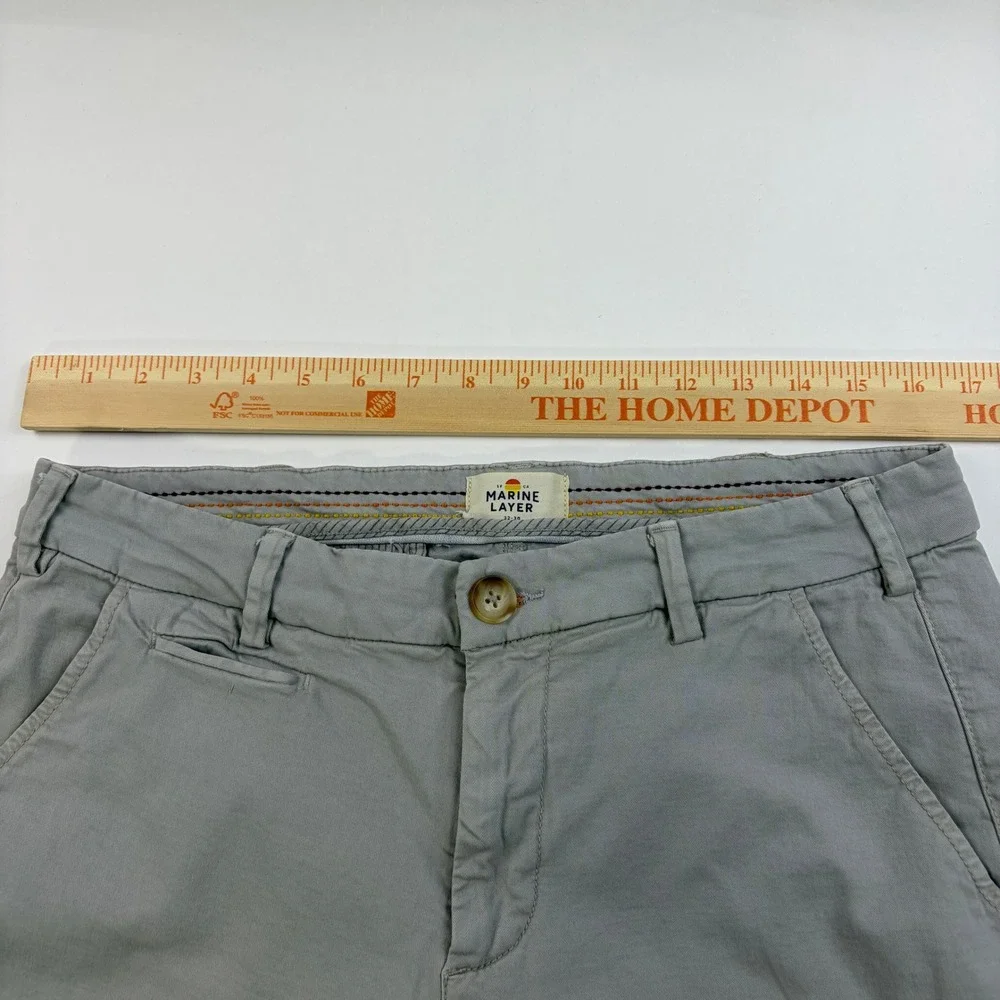Marine Layer Saturday Slim Chino Pants Mens 32x30 Grey Organic Cotton Stretch